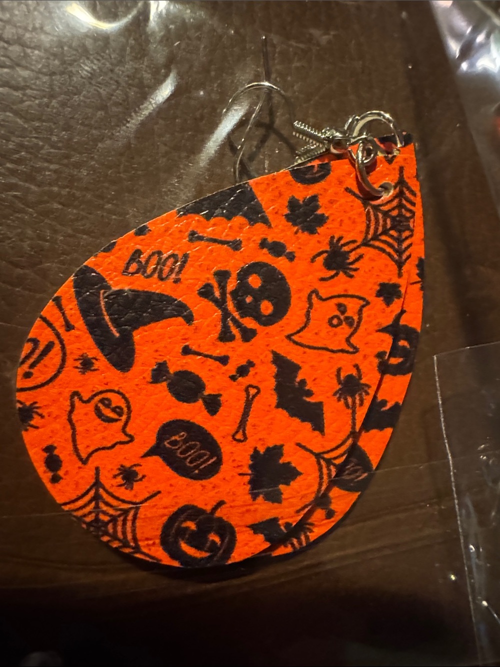 ๐ 3 pr Halloween Teardrop Earrings - Orange, Blue, White - Picture 4 of 4